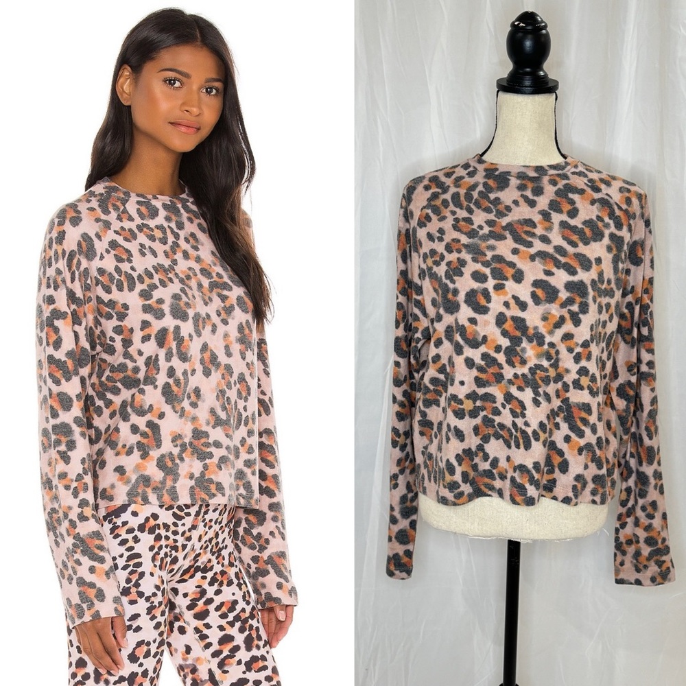Beach Riot Pink Leopard Print Sofia Sweater